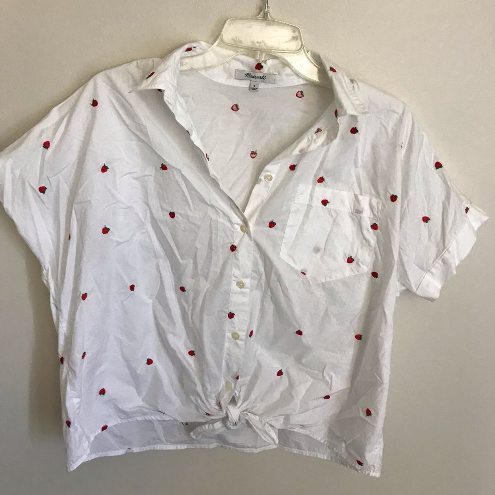 Madewell embroidered front tie top